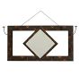 Vintage Japanned Wall Mirror with Hooks