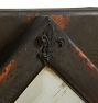 Vintage Japanned Wall Mirror with Hooks