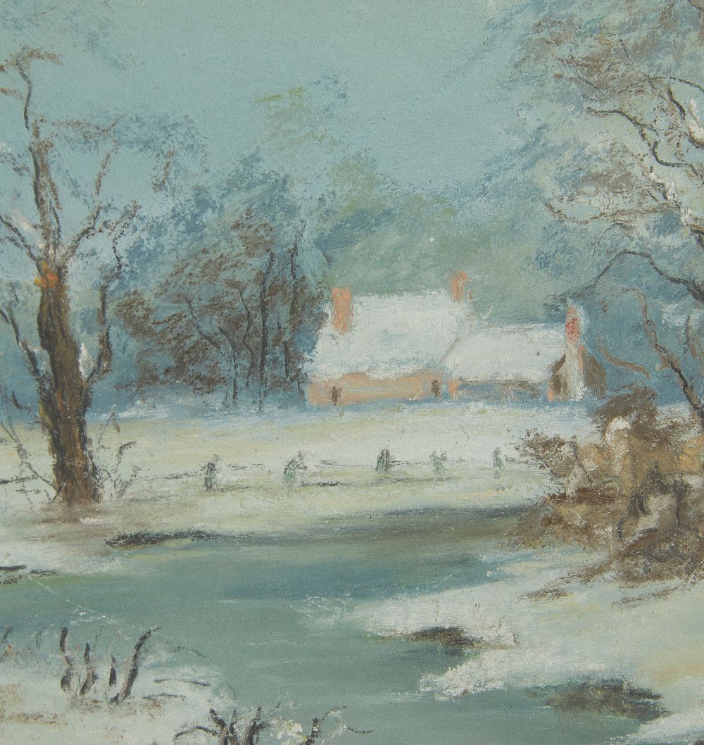 Vintage Painting of Winter Landscape with Scenic River by Rejuvenation