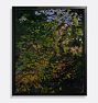 Peacock In The Woods Framed Reproduction Wall Art Print, 21" x 25" - Black Finished Wood Float Frame