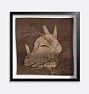 Rabbits and Grasses Framed Reproduction Wall Art Print, 15" x 15" - Black Finished Wood Frame with Acrylic Glaze