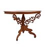 Vintage Victorian Mahogany Scrollwork Demi Lune Table