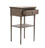 Vintage Transitional Wood Gunmetal Painted Finish Table with Drawer