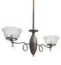Vintage Victorian  2 Light Chandelier with Wheel Cut Shades