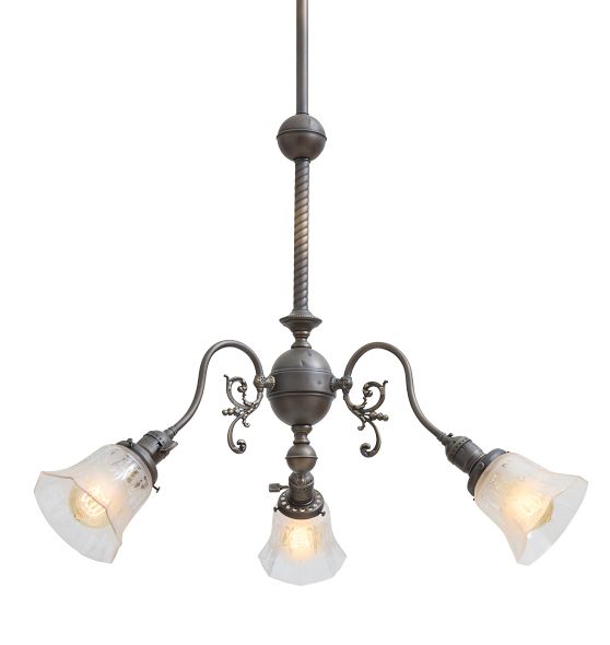 Vintage Victorian Chandelier Down Light with Leaf Motif by Rejuvenation