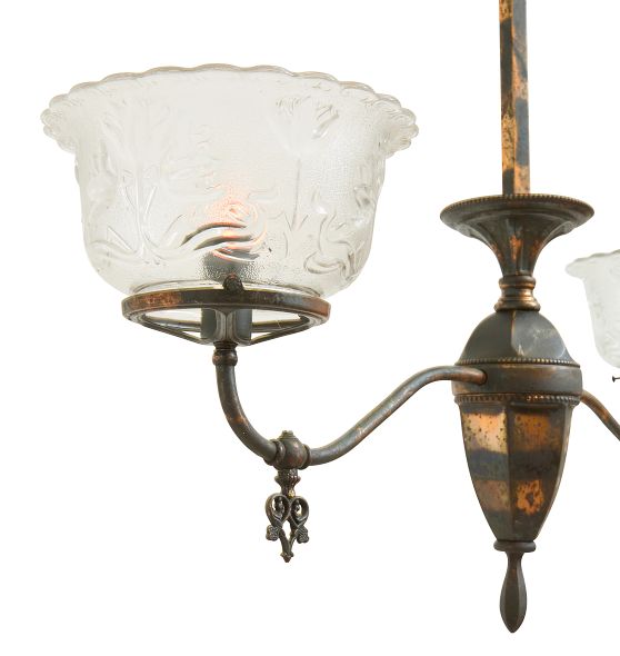 Vintage Victorian Jappaned 2 Light Chandelier by Rejuvenation
