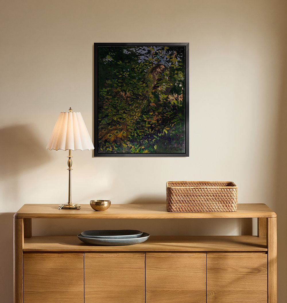 Peacock in the Woods by Abbot Handerson Thayer Framed Reproduction Wall Art Print by Rejuvenation