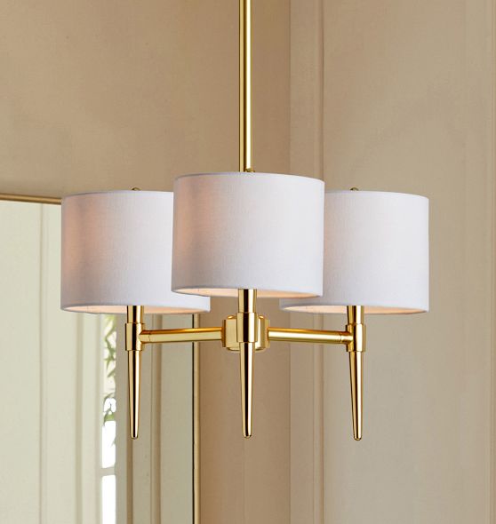 Rhone Chandelier, 24" Width in Fabric Shades by Rejuvenation
