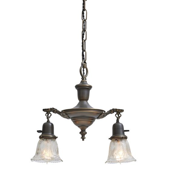 Vintage Classical Revival Chandelier 2 Light Aladdin Pan by Rejuvenation