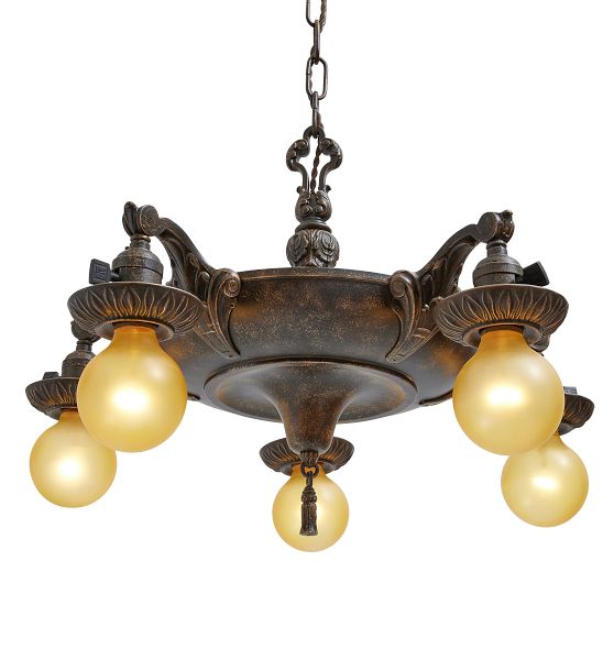 Vintage Classical Revival Chandelier Barebulb 5 Light by Rejuvenation