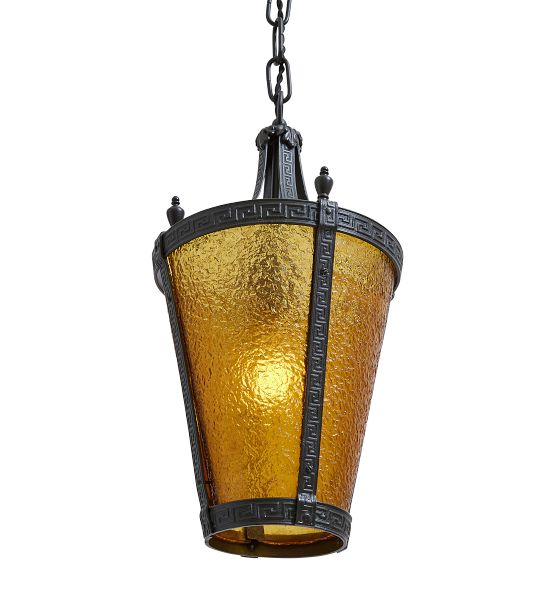 Vintage Classical Revival Pendant Lantern with Greek Key Motif by Rejuvenation