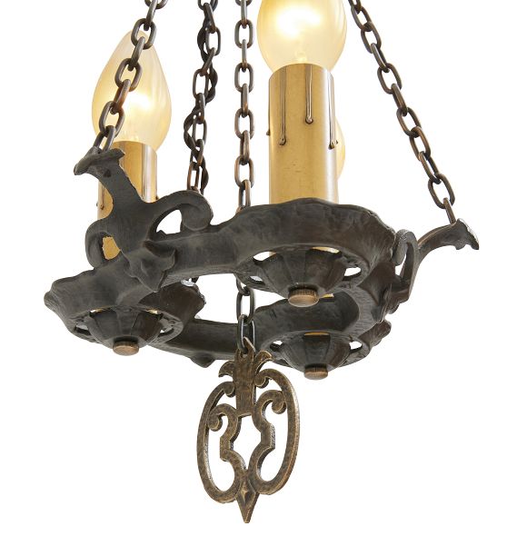 Vintage Gothic Revival Chandelier 3 Light Hammered by Rejuvenation
