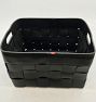 Open Box: Woven Leather Basket With Handle (16.5"L x 13.5"W x 10.75"H ) - Black