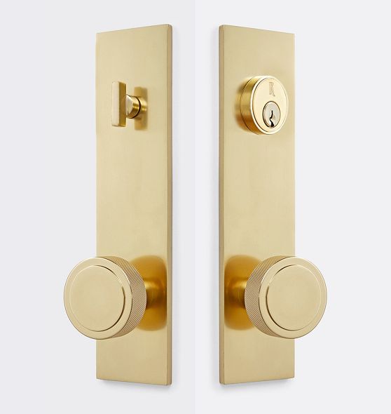 Trask Brass Knob Exterior Door Hardware Tube Latch Set | Rejuvenation