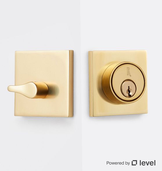 Richmond Brass Square Exterior Door Set With Level Bolt Smart Lock
