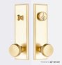Lachlan Exterior Door Set, Knob x Knob - LevelLock - Aged Brass