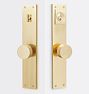 Tabor Cylinder Knob Exterior Door Set, Aged Brass