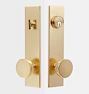 Tumalo Knob Exterior Door Set, Aged Brass