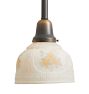 Pendant with Vintage Embossed Floral Motif Painted Glass Shade