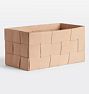 Open Box: Woven Leather Basket, Rectangle (16"L x 8"W x 8"H) - Natural