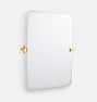 Yaquina Frameless Rounded Rectangle Pivot Mirror, 18" x 24" - Aged Brass