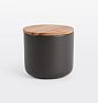 Canister with Wood Lid, Black - Large