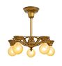 Vintage Art Deco Iron Semi Flush Mount with Floral Motifs