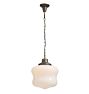 Pendant with Vintage Schoolhouse Organic Shaped Opal Glass Shade