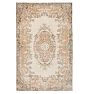 Vintage Turkish Wool Hand-Knotted Medallion Apricot Area Rug 10'5" x 6'7"