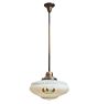 Pendant with Vintage Art Nouveau Hand Painted Pressed Milk Glass Shade