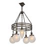 Vintage Art Deco Brass Chandelier with Wheel Cut Globe Shades