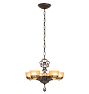 Vintage Art Deco Brass Chandelier with Fluted Cup Shades