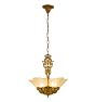 Vintage Art Deco Ornate Brass Chandelier with Slipper Shades
