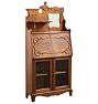 Vintage Victorian Secretary Desk with Mirror and Carved Scrollwork