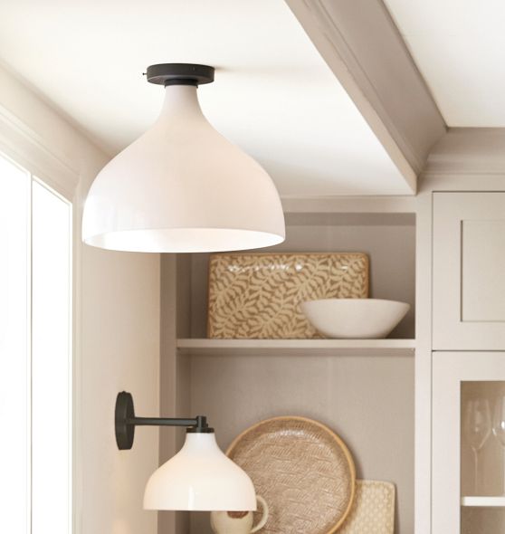 FOLK Abigail Soft Cone Glass Semi-Flush Mount by Rejuvenation