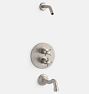 Connor Thermostatic Tub Shower Set, Brushed Nickel