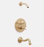 Connor Lever Thermostatic Shower Tub Set - Aged Brass
