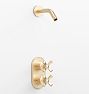 Rigdon Cross Handle Thermostatic Shower Set - Aged Brass
