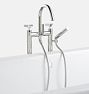 Blair Cross Handle Floor Mounted Tub Filler With Handshower - Polished Chrome