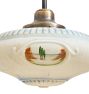 Pendant with Vintage Art Nouveau Hand Painted Pressed Milk Glass Shade