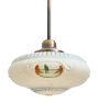 Pendant with Vintage Art Nouveau Hand Painted Pressed Milk Glass Shade