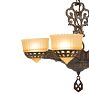 Vintage Art Deco Brass Chandelier with Fluted Cup Shades