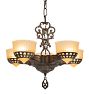 Vintage Art Deco Brass Chandelier with Fluted Cup Shades
