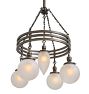 Vintage Art Deco Brass Chandelier with Wheel Cut Globe Shades