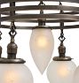 Vintage Art Deco Brass Chandelier with Wheel Cut Globe Shades