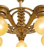 Vintage Art Deco Iron Semi Flush Mount with Floral Motifs