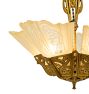 Vintage Art Deco Ornate Brass Chandelier with Slipper Shades