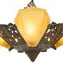 Vintage Art Deco Ornate Iron Chandelier with Slipper Shades