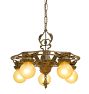 Vintage Art Deco Painted Ornate Brass  Chandelier