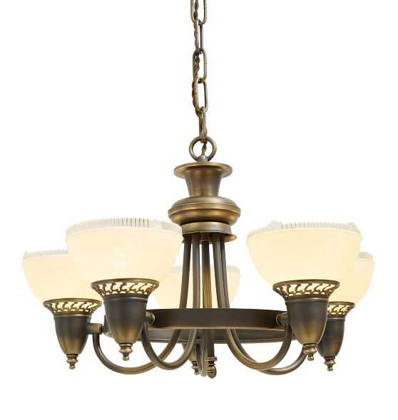 Vintage Classical Revival Chandelier with Cup Shades by Rejuvenation